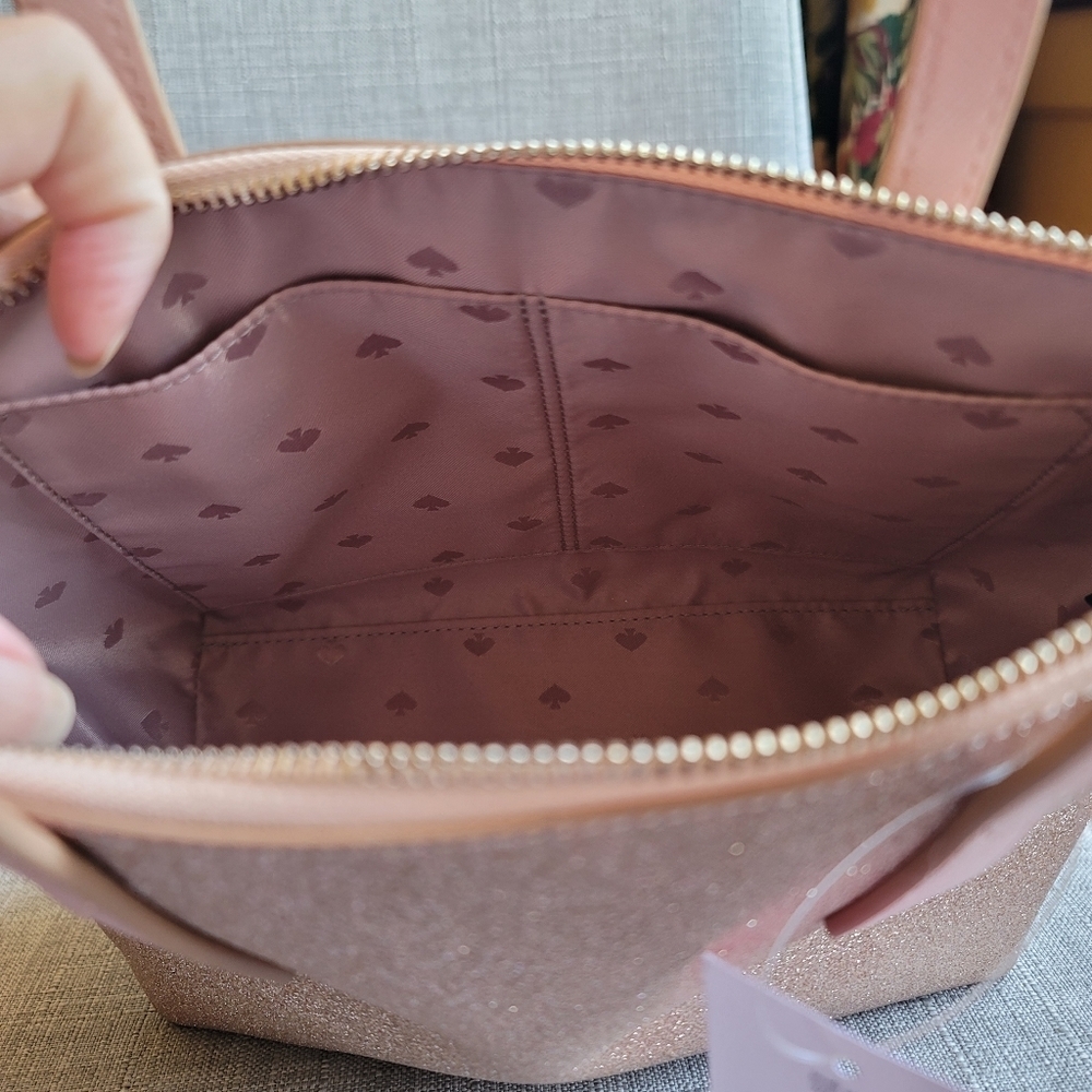 Kate Spade Bag Joeley Small Satchel Pink Glitter Rose Gold - Picture 11 of 11